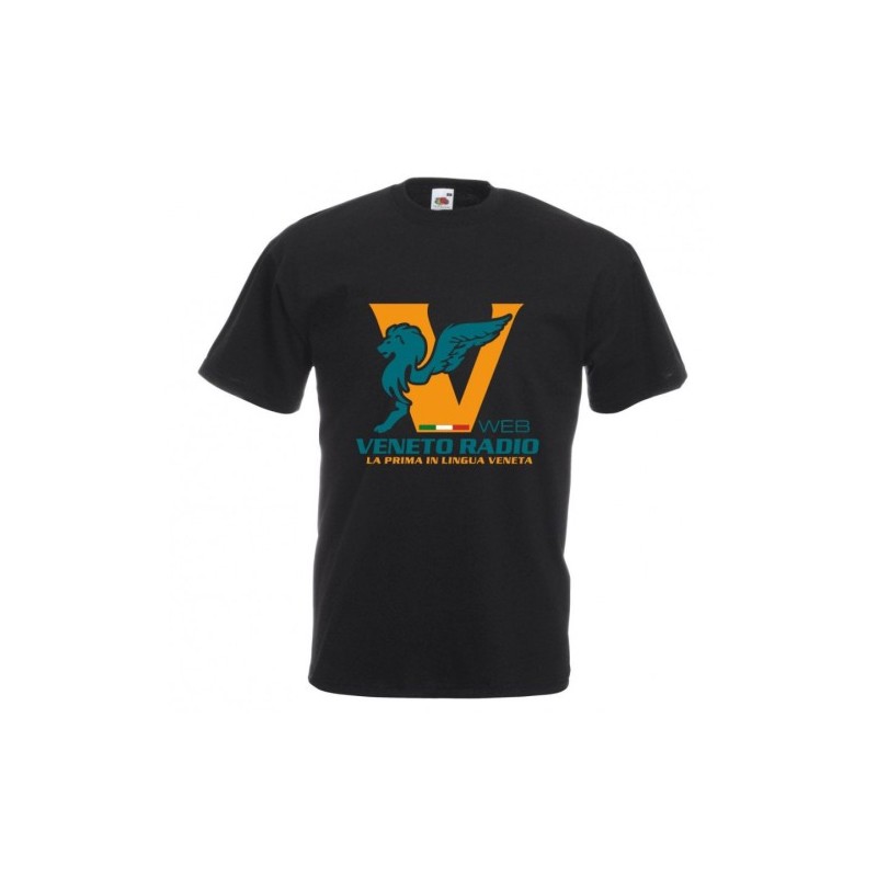 t-shirt nera scritta logo veneto radio gadget