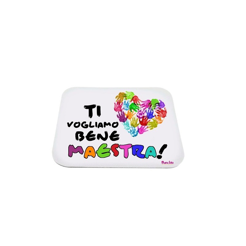 Tappeto con scritta Ti vogliamo bene Maestra. in poliestere 18x21cm