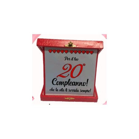 Targa in scatola compleanno 20 anni