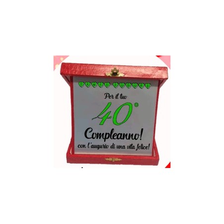 Targa in scatola compleanno 40 anni