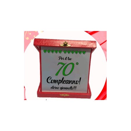 Targa in scatola compleanno 70 anni