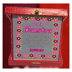 Targa in scatola Grazie Maestra sorriso