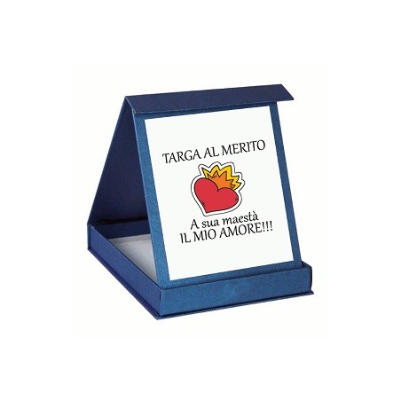 Targa in scatola personalizzato con scritta TARGA AL MERITO CON CUORE