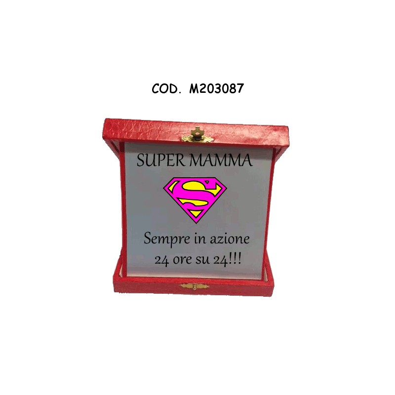 Targhe in scatola (super mamma sempre in azione 24 ore su 24)