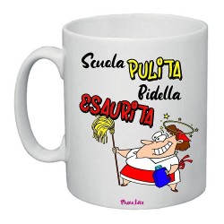 Tazza in ceramica con scritta Scuola pulita Bidella esaurita