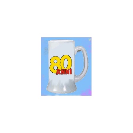 Boccale birra compleanno 8x13cm 80 anni