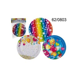 Piatto da party in carta, ca. 23 cm, 3 ass., 8 pz in sacchetto di plastica con headercard