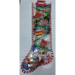Calza befana con caramelle assortite e bustine giochi.
