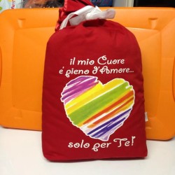 SACCO ROSSO CON SCRITTA IDEALE COME REGALO SAN VALENTINO