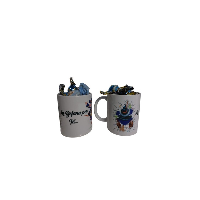 Tazza 8x10 in ceramica stampa la befana per te con cioccolatini