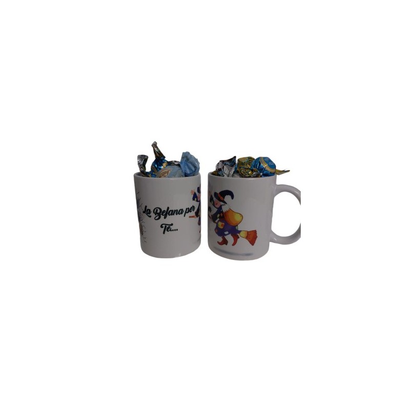 Tazza 8x10 stampa la befana per te con cioccolatini