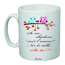 tazza mug 8x10 scritta l'amore sei tu idea regalo san valentino gufo gufi love