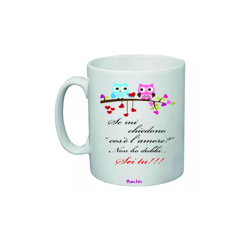 tazza mug 8x10 scritta l'amore sei tu idea regalo san valentino gufo gufi love
