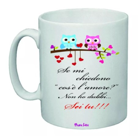 tazza mug 8x10 scritta l'amore sei tu idea regalo san valentino gufo gufi love