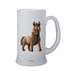 Boccale birra in vetro con stampa mni pony Billy cm 18x10
