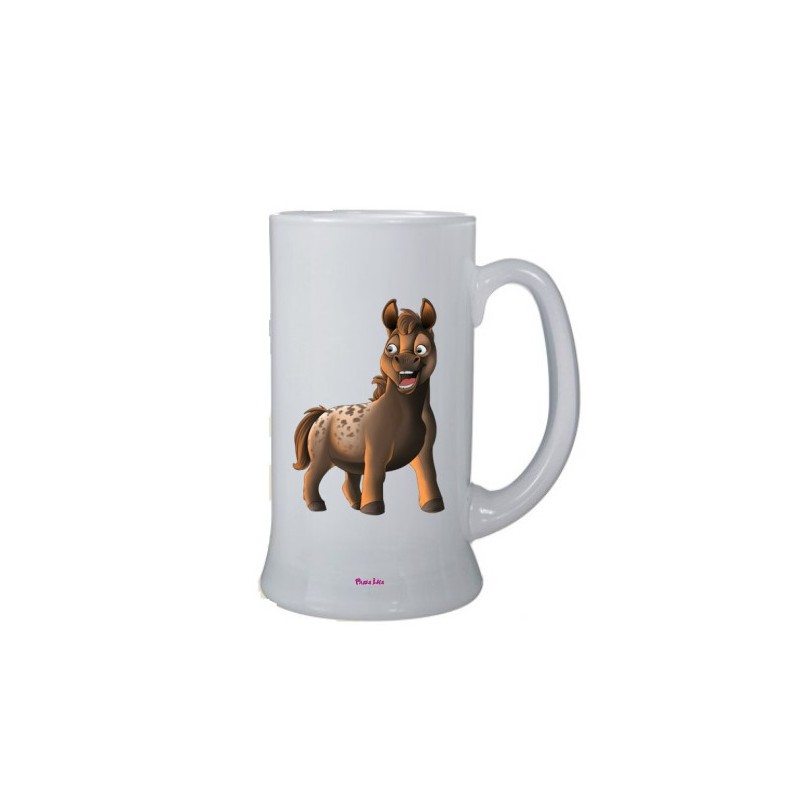 Boccale birra in vetro con stampa mni pony Billy cm 18x10