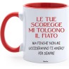 Tazza in ceramica con stampa le tue scoregge mi tolgo il fiato ma finche' non mi uccideranno ti amero' per sempre cm 8x10