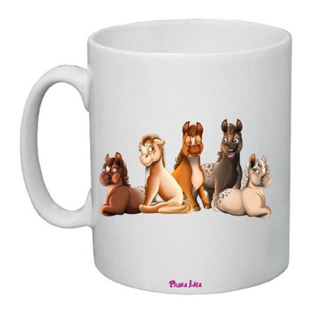 Tazza mug in ceramica cm 8x10 con stampa famiglia miny pony