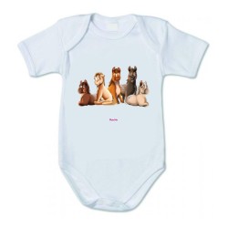 body bianco cotone bambino bambina con stampa mini pony famiglia