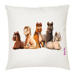Cuscino 40 x 40 con stampa mini pony famiglia