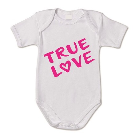 body bianco bambina con scritta rosa true love