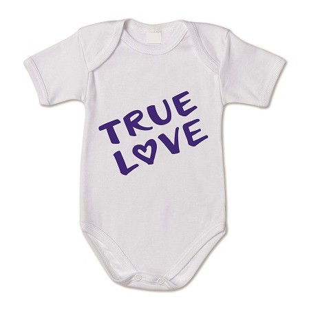 body bianco bambino con scritta true love