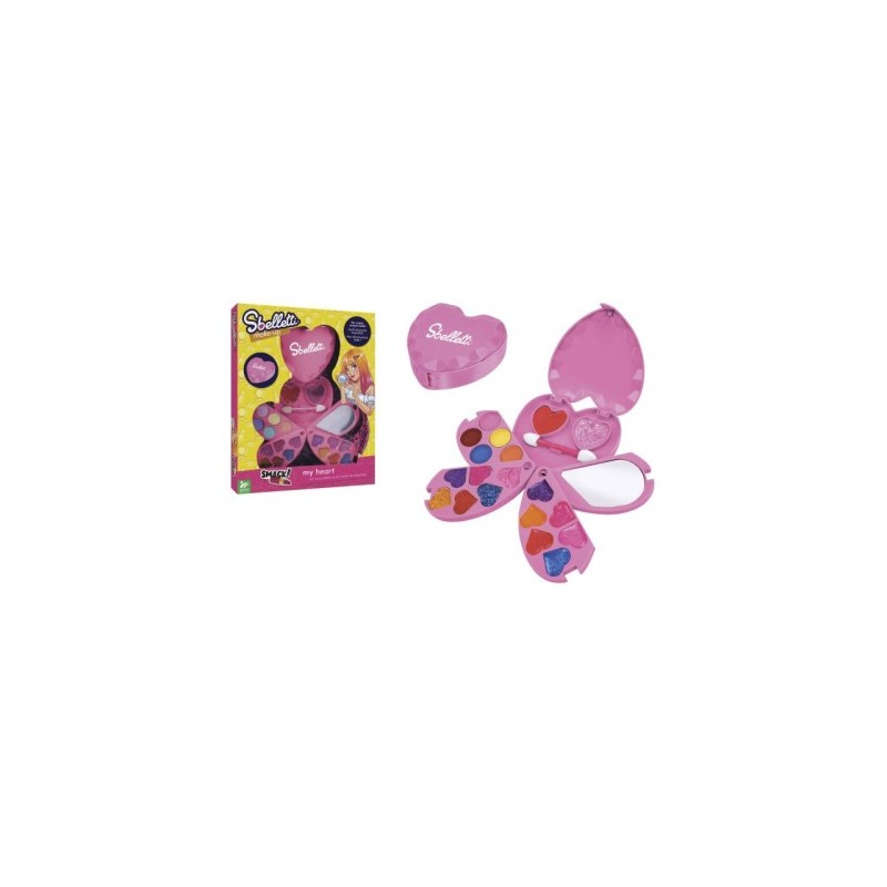 Un cuore di trucchi per piccole dive! Regala un sorriso con questo adorabile cofanetto a forma di cuore con specchio.
