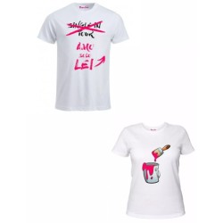 2 t-shirt bianca donna uomo scritta single in tour amo solo lei idea regalo