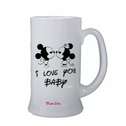 bicchiere birra scritta i love you baby san valentino regalo amore topolino