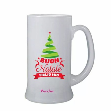 Boccale bicchiere birra 0,5 scritta buon natale figlio mio regalo natale mamma