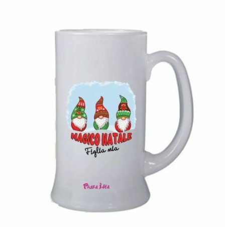 Boccale bicchiere birra 0,5 scritta magico natale figlia mia regalo natale mamma