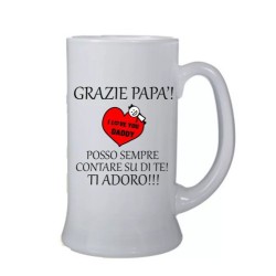 boccale bicchiere birra scritta grazie papa' posso sempre contare su di te festa