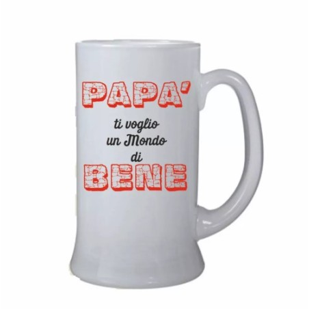 boccale bicchiere birra scritta papa' ti voglio un mondo di bene festa compleann