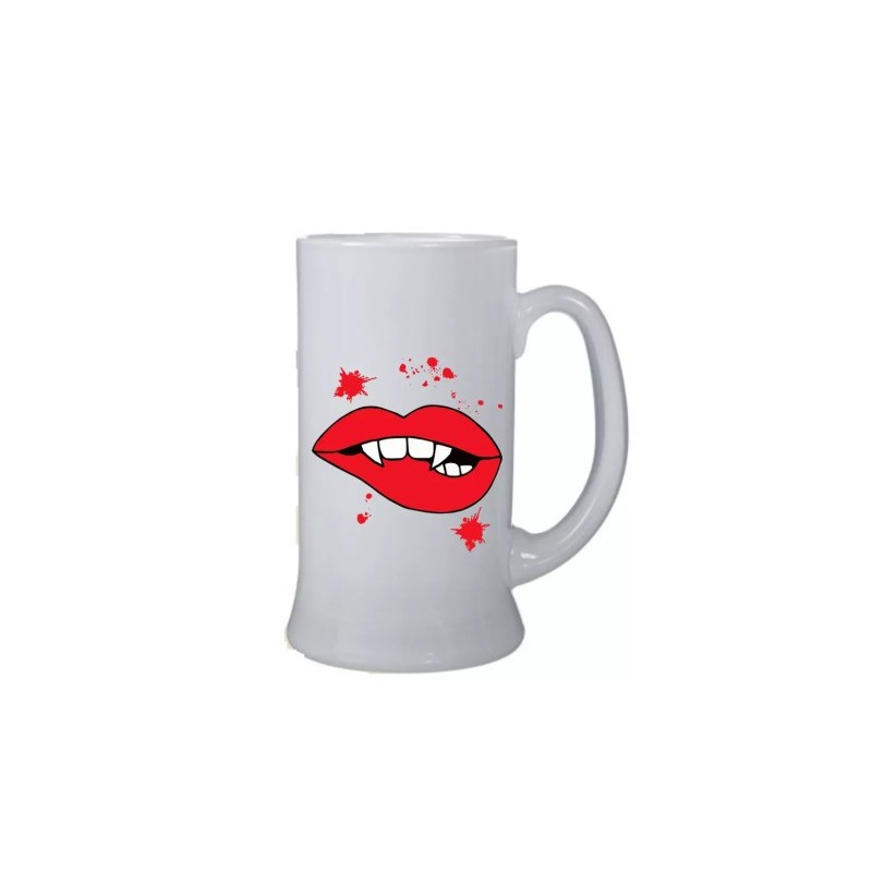 Boccale birra bicchiere 0,5 ml con disegno bocca rossa idea regalo