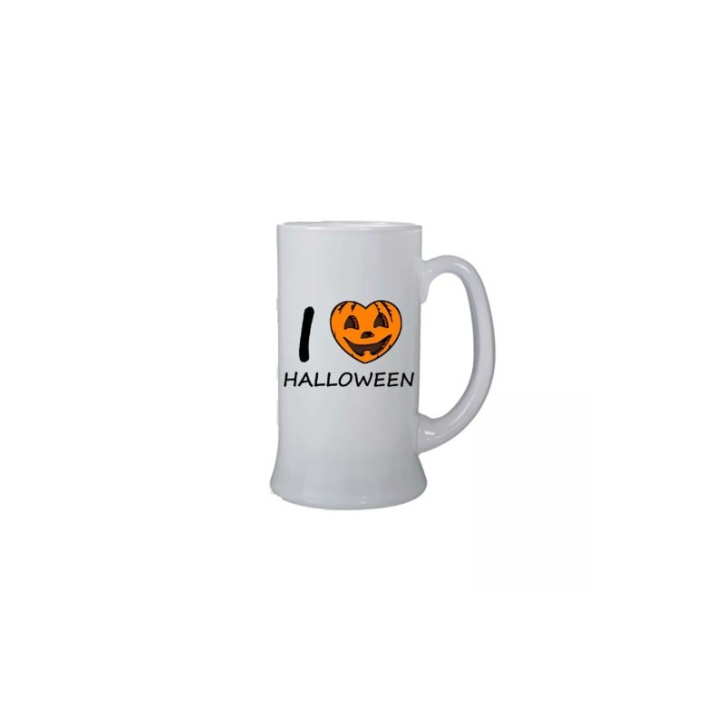 Boccale birra bicchiere 0,5 ml con scritta i love halloween zucca cuore