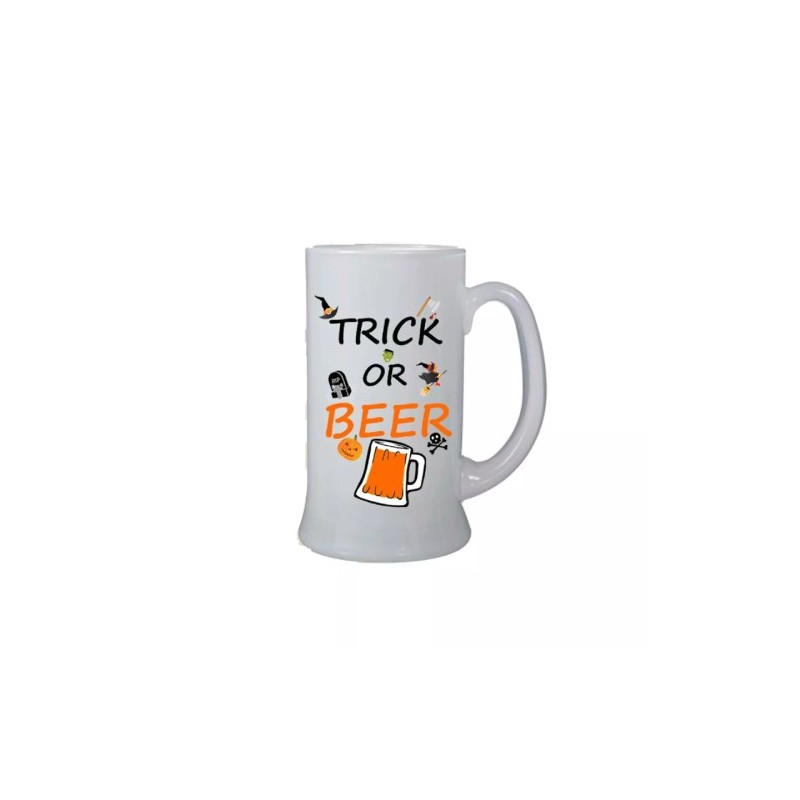 Boccale birra bicchiere 0,5 ml con scritta trick or beer halloween