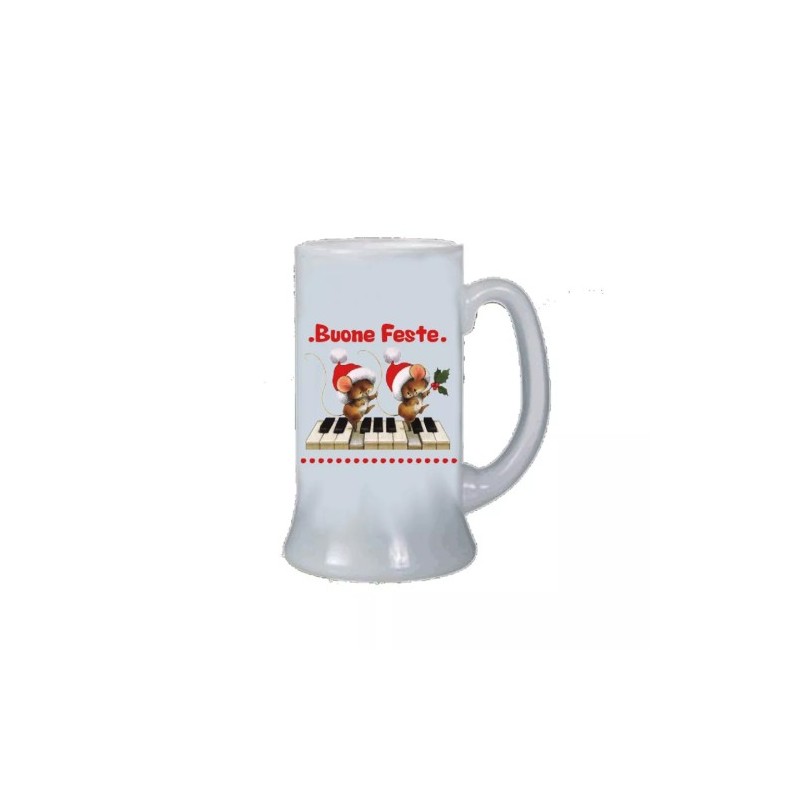 Boccale birra bicchiere con scritta buone feste regalo di natale uomo donna