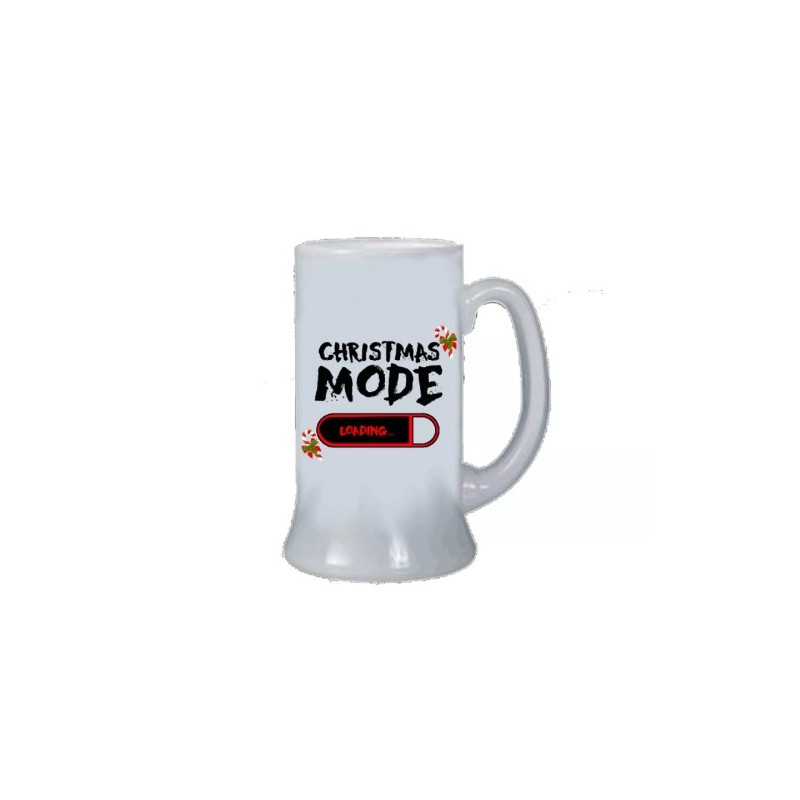 Boccale birra bicchiere con scritta christmas mode regalo di natale uomo donna