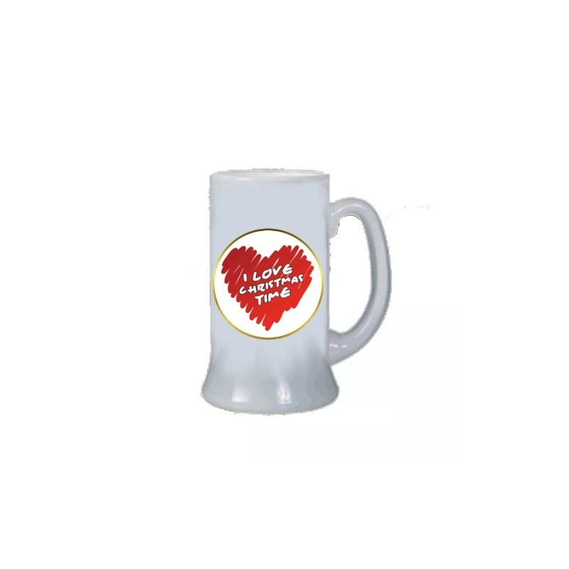 Boccale birra bicchiere con scritta i love christmas regalo di natale uomo donna