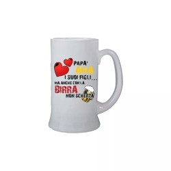 Boccale birra bicchiere ml 0,5 scritta papà ama i suoi figli idea regalo festa