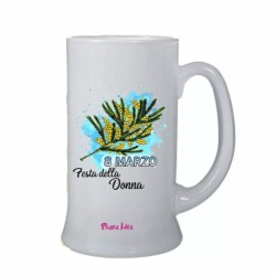 Boccale birra bicchiere scritta 8 marzo festa della donna idea regalo mimosa