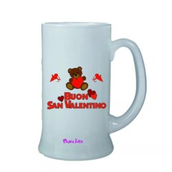Boccale birra bicchiere scritta buon san valentino idea regalo cuore orsetto