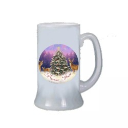Boccale birra bicchiere scritta buone feste albero regalo di natale uomo donna