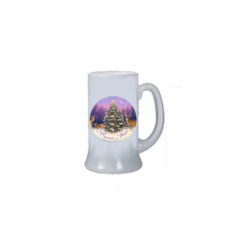 Boccale birra bicchiere scritta buone feste albero regalo di natale uomo donna
