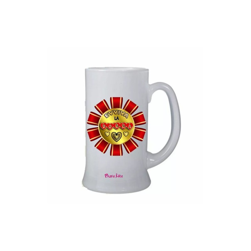 Boccale birra bicchiere scritta evviva la donna festa della donna idea regalo
