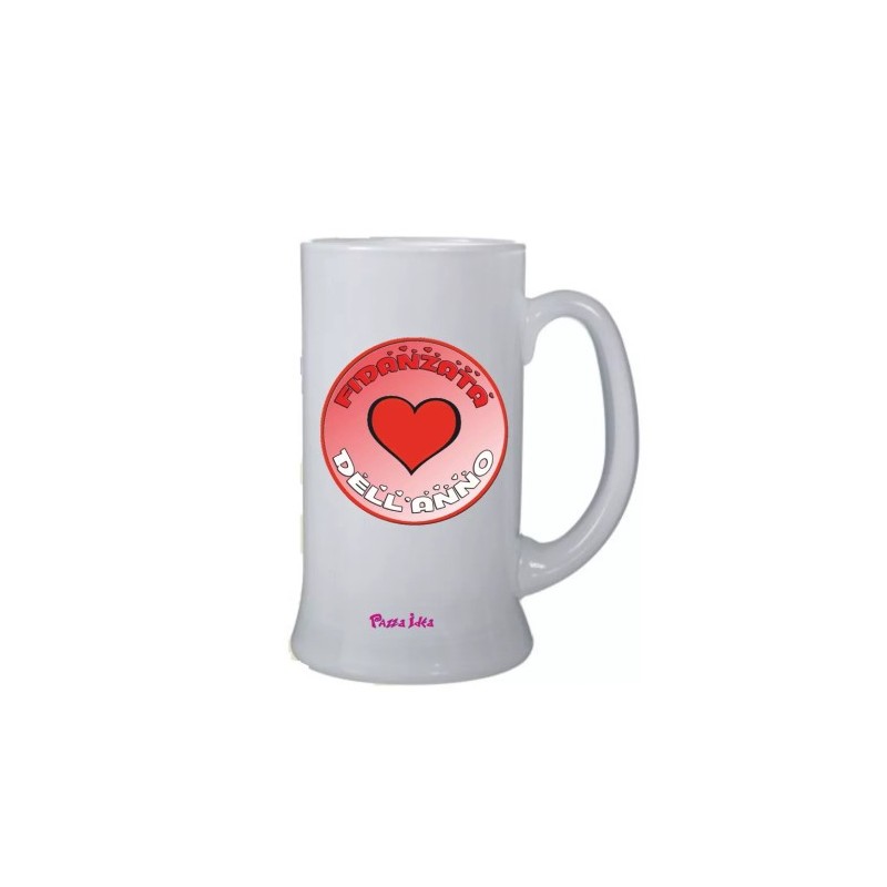 Boccale birra bicchiere scritta fidanzata dell'anno idea regalo san valentino