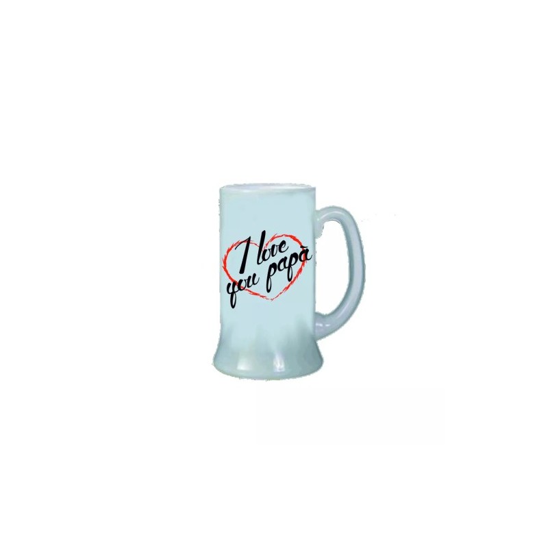boccale birra bicchiere scritta i love you papa' cuore idea regalo festa