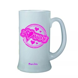 Boccale birra bicchiere scritta i love you san valentino idea regalo cuore