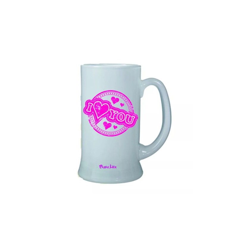 Boccale birra bicchiere scritta i love you san valentino idea regalo cuore