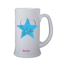 Boccale birra bicchiere scritta i love you stella idea regalo san valentino